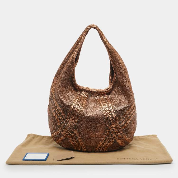 Pre Owned Bottega Veneta Metallic Copper Leather Cervo Hobo
