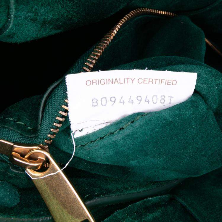 Pre Owned Bottega Veneta Green Suede Intrecciato Padded Chain Cassette Satchel