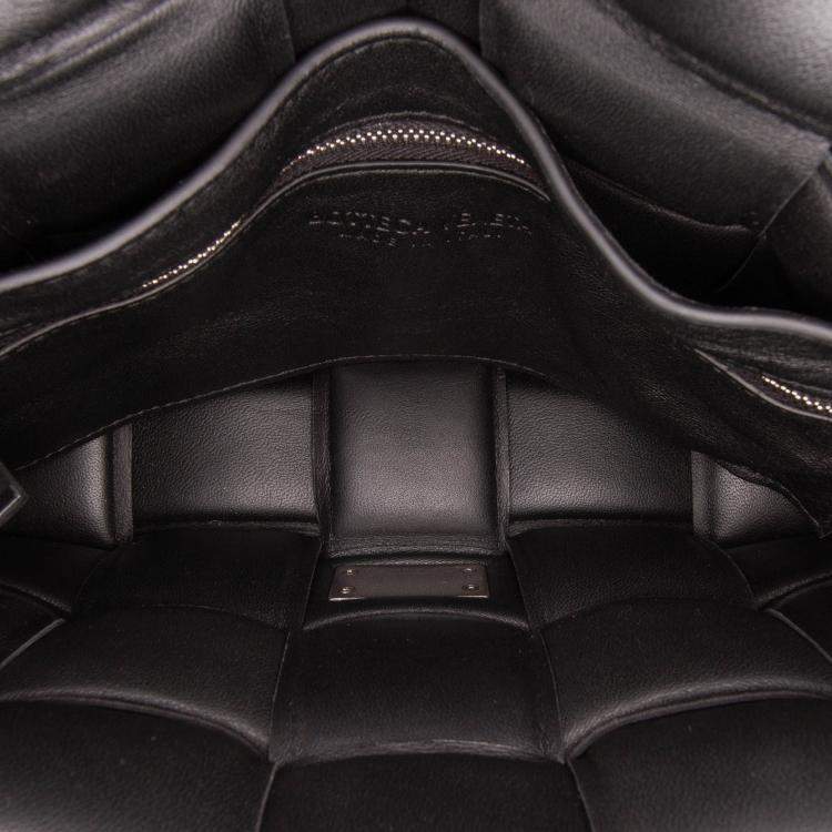 Pre Owned Bottega Veneta Black Nappa Intrecciato Padded Chain Cassette Satchel