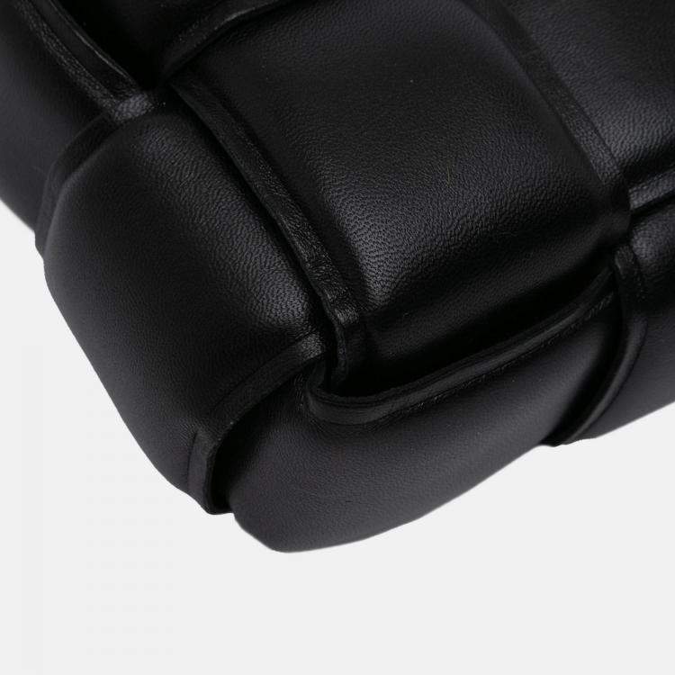 Pre Owned Bottega Veneta Black Nappa Intrecciato Padded Chain Cassette Satchel