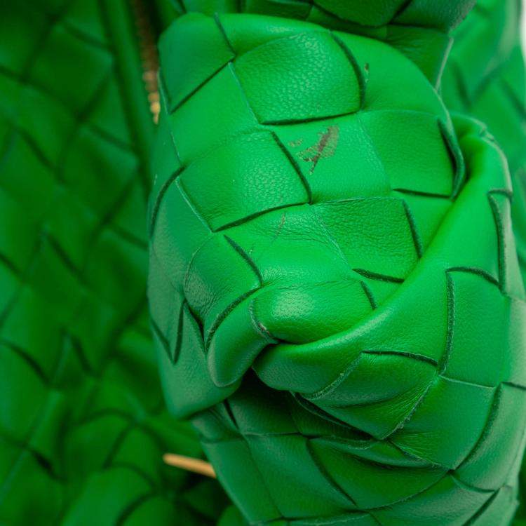 Pre Owned Bottega Veneta Green Teen Nappa Intrecciato Jodie