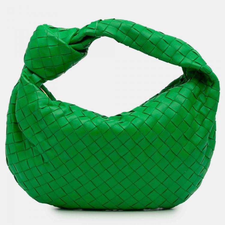 Pre Owned Bottega Veneta Green Teen Nappa Intrecciato Jodie