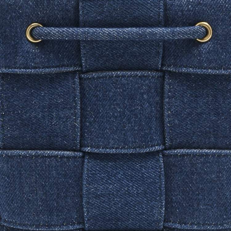 Pre Owned Bottega Veneta Navy Blue Denim Cassette Bucket Bag