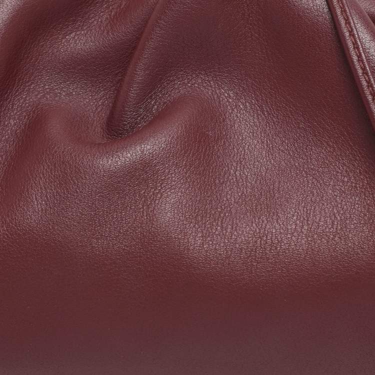Pre Owned Bottega Veneta Burgundy Bordeaux Leather Mini The Pouch Bag