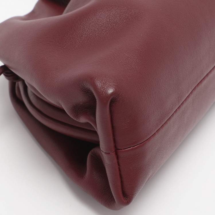 Pre Owned Bottega Veneta Burgundy Bordeaux Leather Mini The Pouch Bag