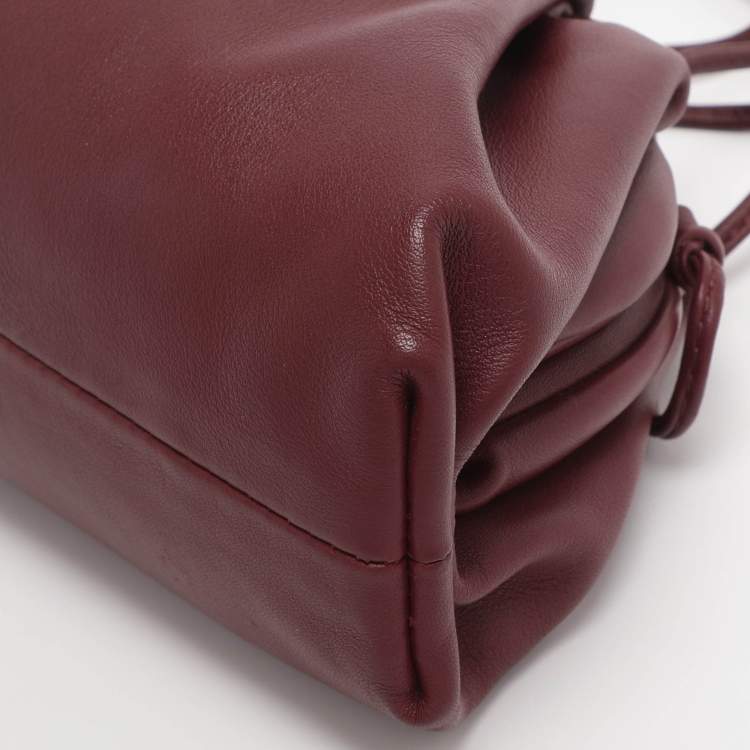 Pre Owned Bottega Veneta Burgundy Bordeaux Leather Mini The Pouch Bag
