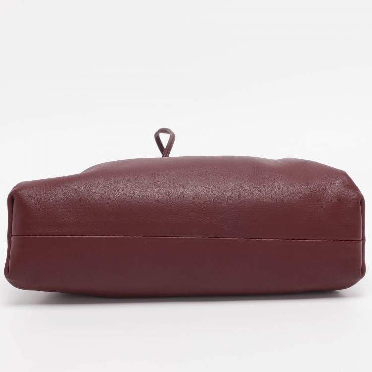 Pre Owned Bottega Veneta Burgundy Bordeaux Leather Mini The Pouch Bag