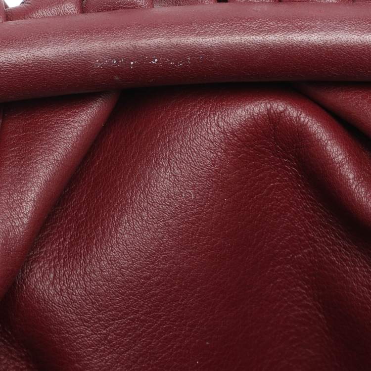 Pre Owned Bottega Veneta Burgundy Bordeaux Leather Mini The Pouch Bag