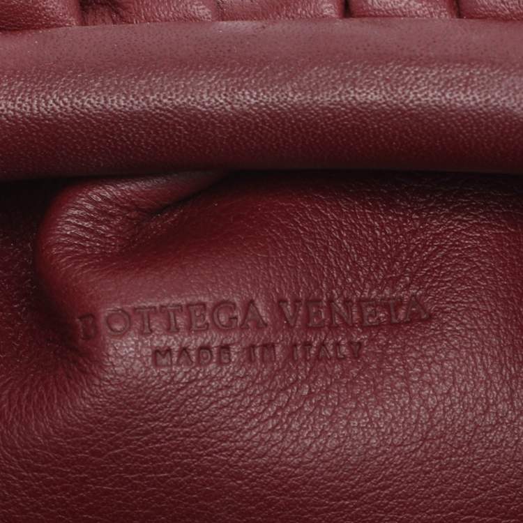 Pre Owned Bottega Veneta Burgundy Bordeaux Leather Mini The Pouch Bag