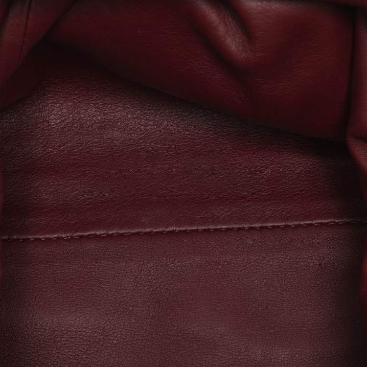 Pre Owned Bottega Veneta Burgundy Bordeaux Leather Mini The Pouch Bag