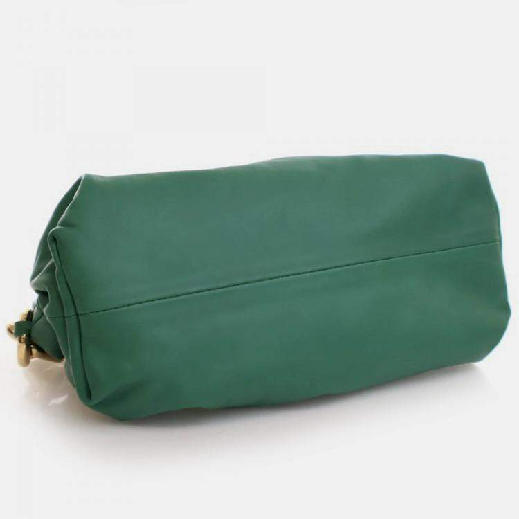 Pre Owned Bottega Veneta Green Calfskin The Chain Pouch