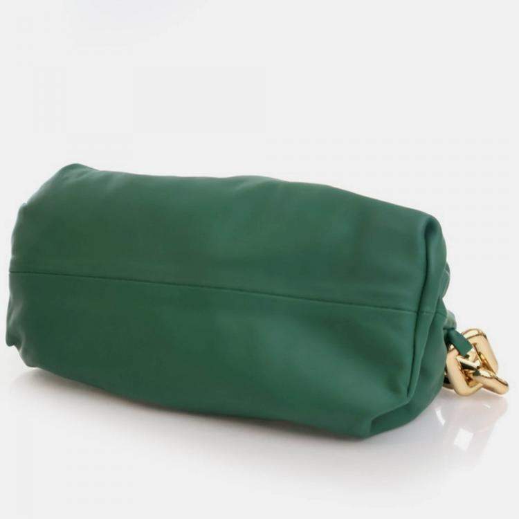 Pre Owned Bottega Veneta Green Calfskin The Chain Pouch
