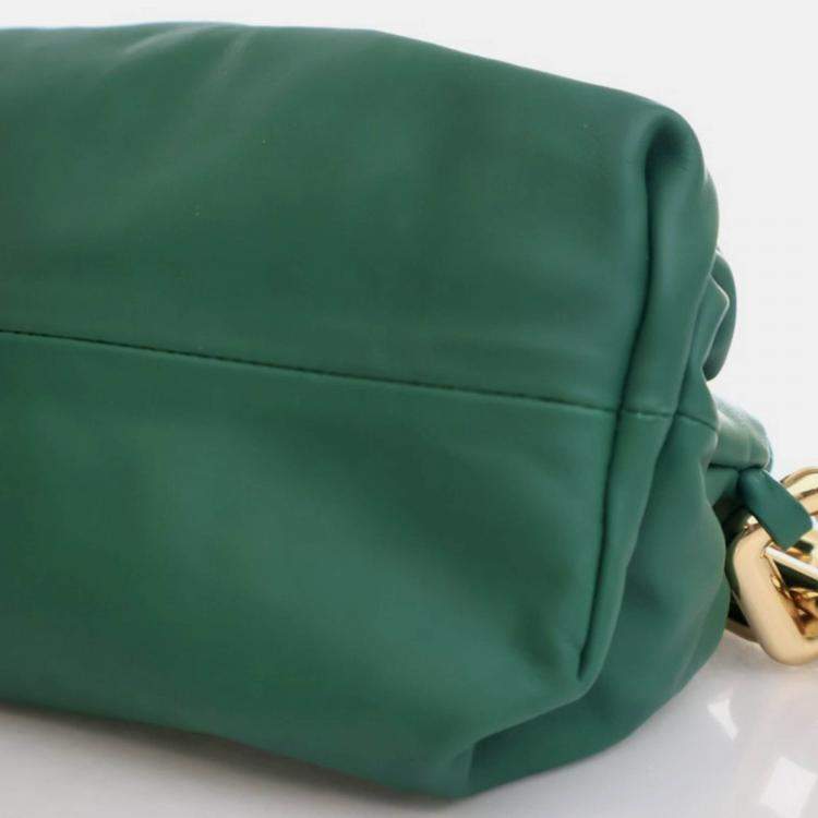 Pre Owned Bottega Veneta Green Calfskin The Chain Pouch
