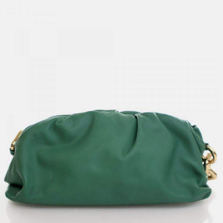 Pre Owned Bottega Veneta Green Calfskin The Chain Pouch