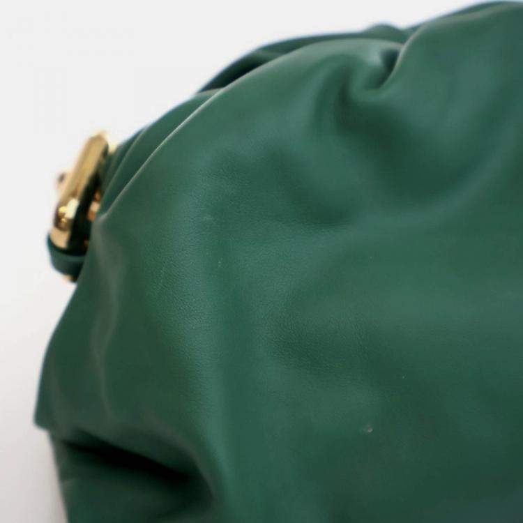Pre Owned Bottega Veneta Green Calfskin The Chain Pouch