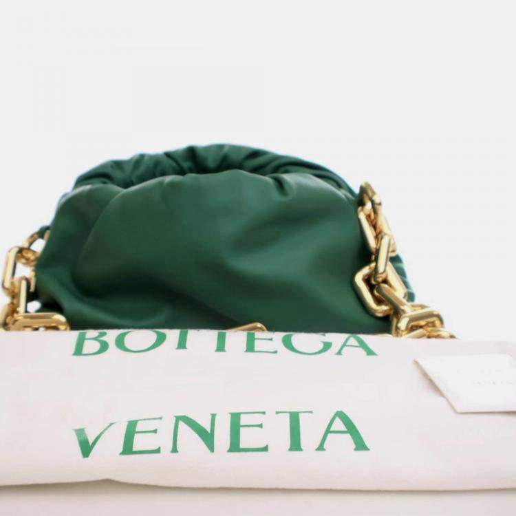 Pre Owned Bottega Veneta Green Calfskin The Chain Pouch