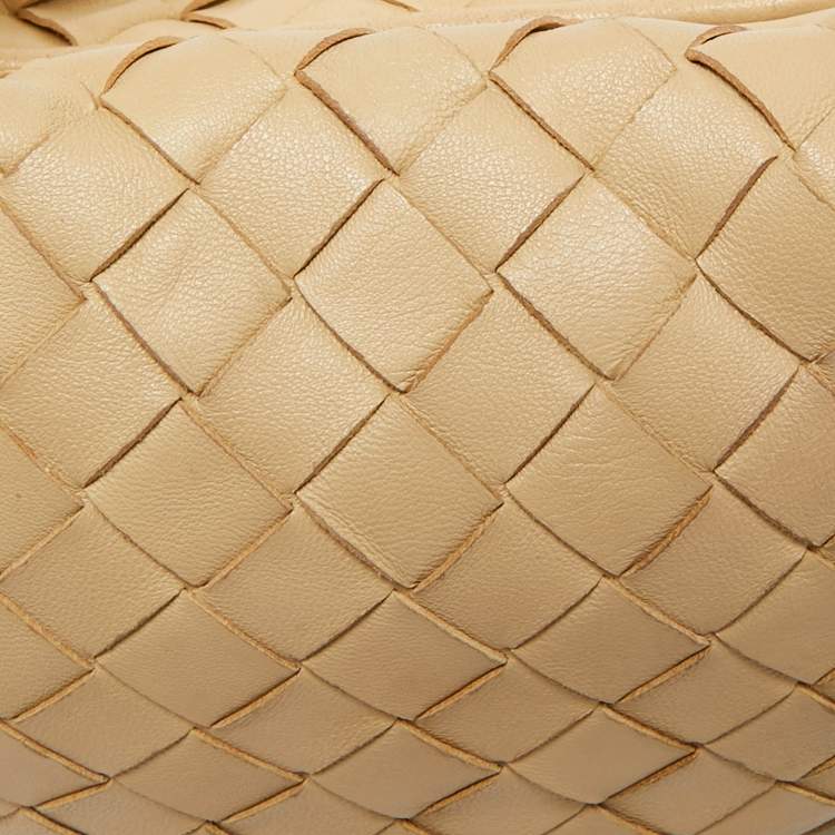 Pre Owned Bottega Veneta Beige Intrecciato Leather Mini Jodie Hobo