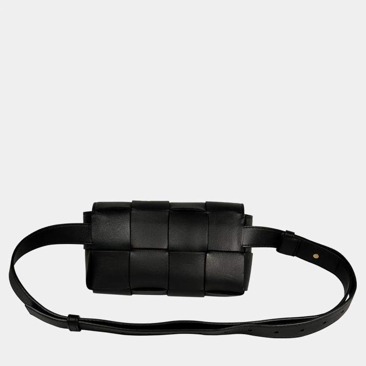 Pre Owned Bottega Veneta Black Cassette Belt Waist Bum Bag