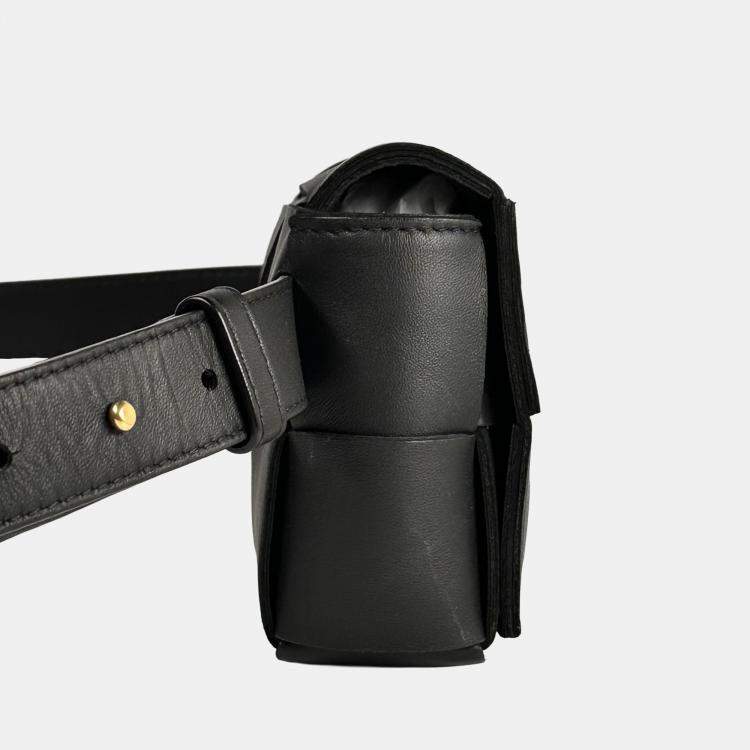 Pre Owned Bottega Veneta Black Cassette Belt Waist Bum Bag