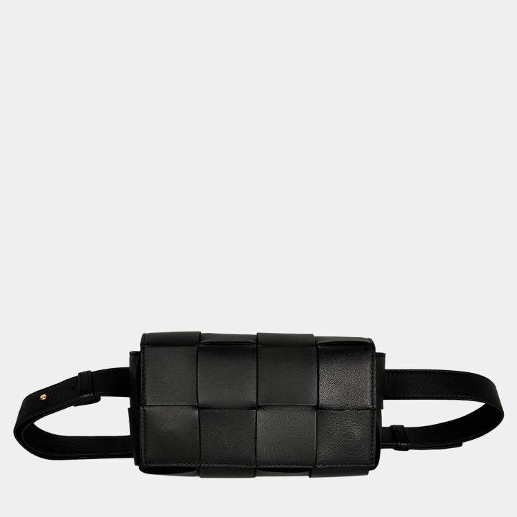 Pre Owned Bottega Veneta Black Cassette Belt Waist Bum Bag