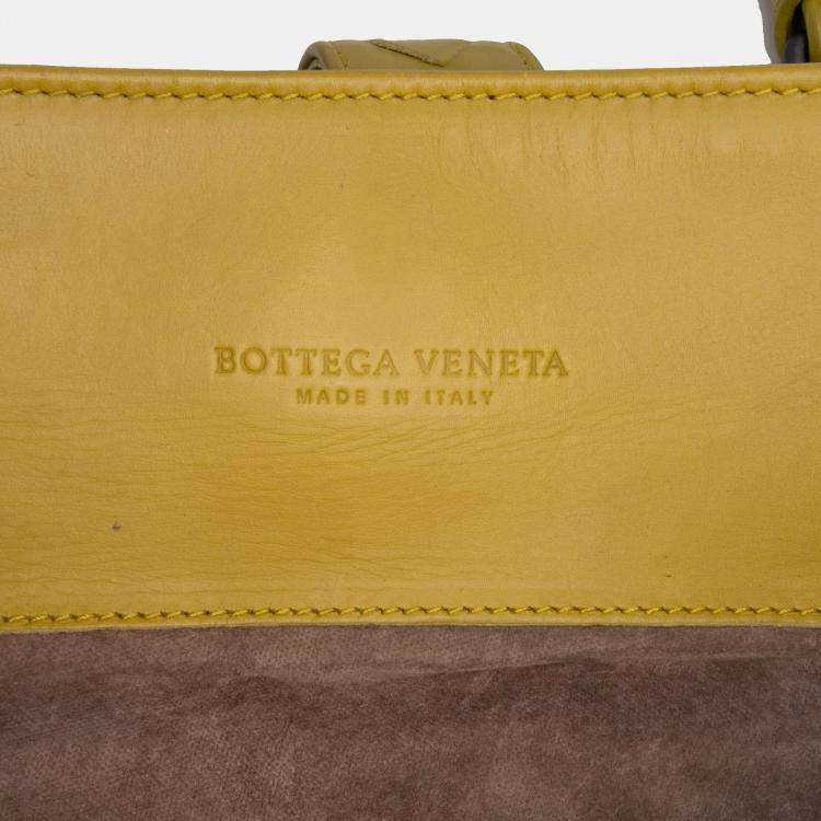 Pre Owned Bottega Veneta Yellow Medium Nappa Intrecciato Roma Tote