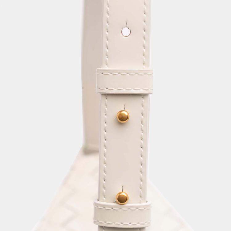 Pre Owned Bottega Veneta White Brushed Calfskin Intrecciato Cradle Fold Over Shoulder Bag