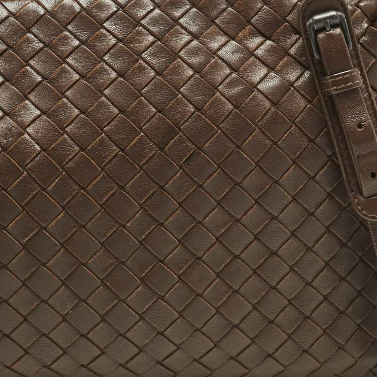 Pre Owned Bottega Veneta Brown Intrecciato Leather Nodini Crossbody Bag
