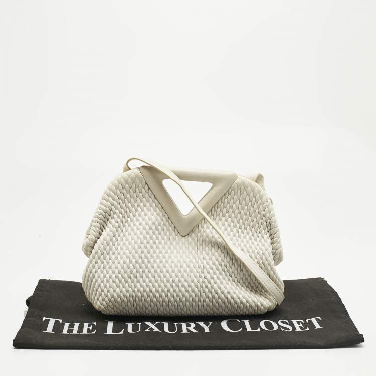 Pre Owned Bottega Veneta White Matelasse Leather Small The Point Triangle Bag