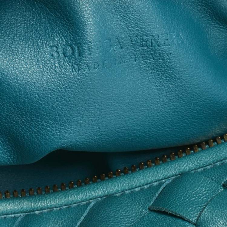 Pre Owned Bottega Veneta Teal Green Intrecciato Leather Mini Jodie Hobo