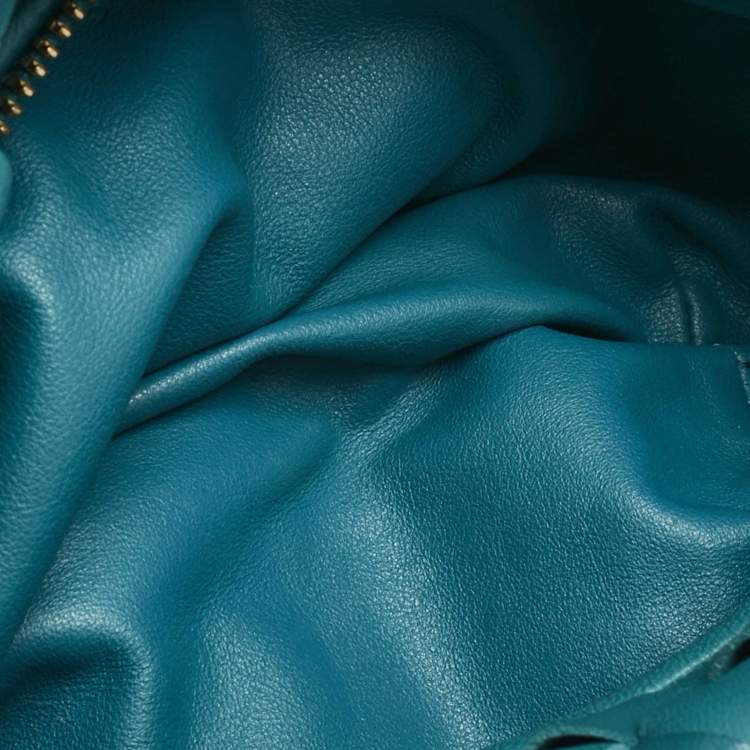 Pre Owned Bottega Veneta Teal Green Intrecciato Leather Mini Jodie Hobo