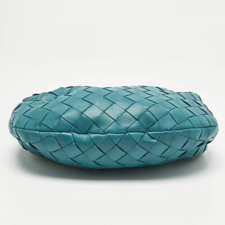 Pre Owned Bottega Veneta Teal Green Intrecciato Leather Mini Jodie Hobo