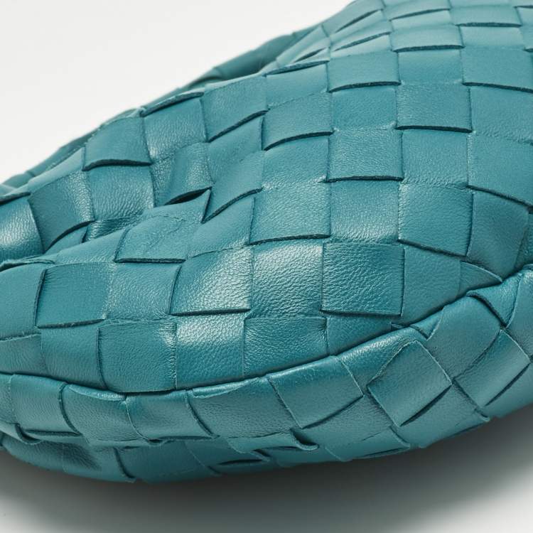 Pre Owned Bottega Veneta Teal Green Intrecciato Leather Mini Jodie Hobo