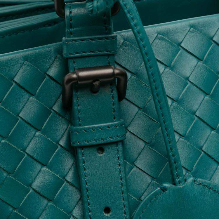 Pre Owned Bottega Veneta Blue Medium Nappa Intrecciato Roma Tote