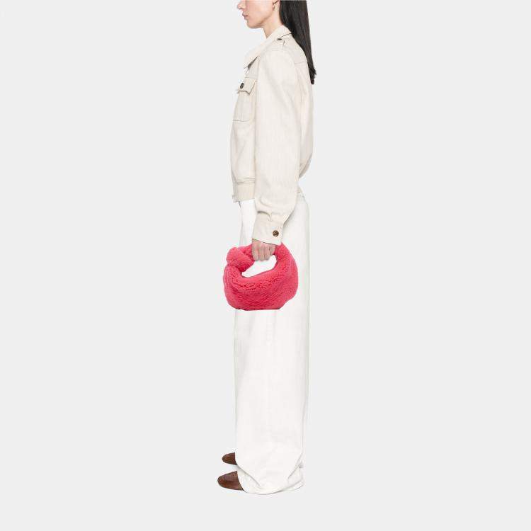 Pre Owned Bottega Veneta Pink Mini Shearling Jodie