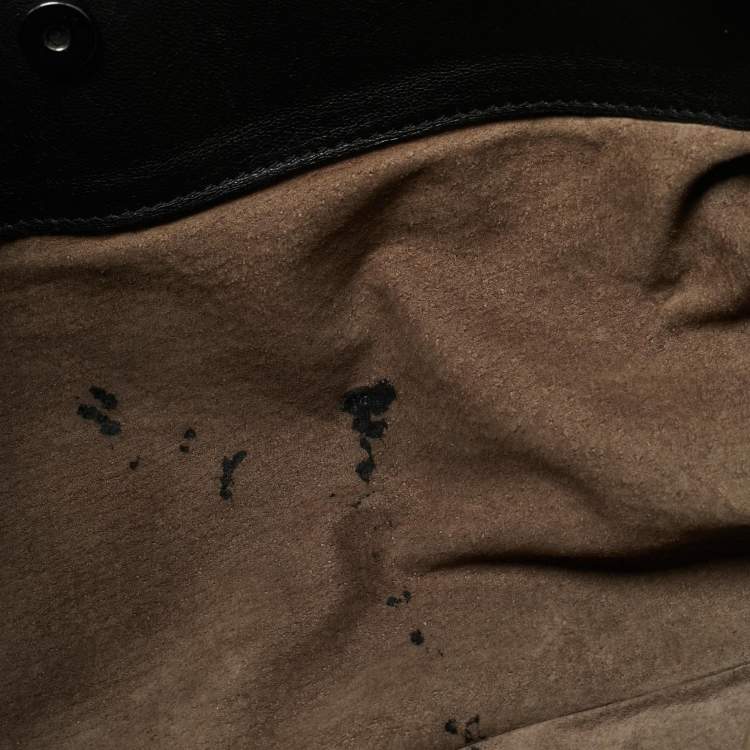 Pre Owned Bottega Veneta Black Intrecciato Leather Chain Tote