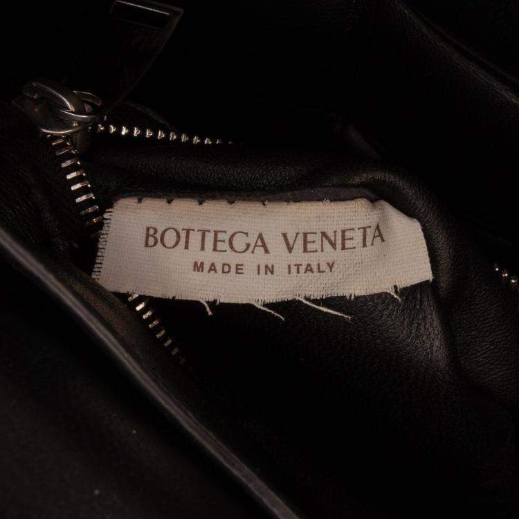 Pre Owned Bottega Veneta Black Nappa Intrecciato Padded Chain Cassette Satchel