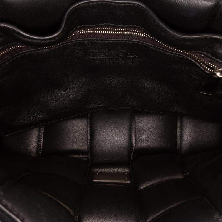 Pre Owned Bottega Veneta Black Nappa Intrecciato Padded Chain Cassette Satchel