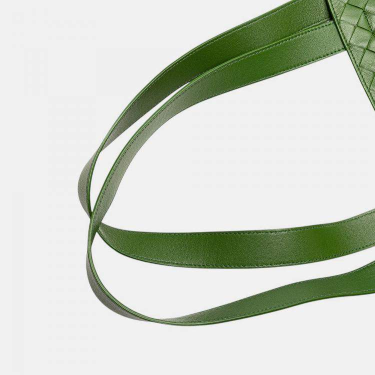 Pre Owned Bottega Veneta Green Nappa Intrecciato Tote