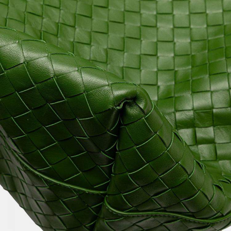 Pre Owned Bottega Veneta Green Nappa Intrecciato Tote