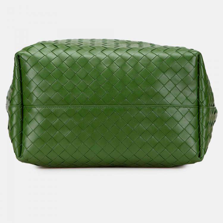Pre Owned Bottega Veneta Green Nappa Intrecciato Tote