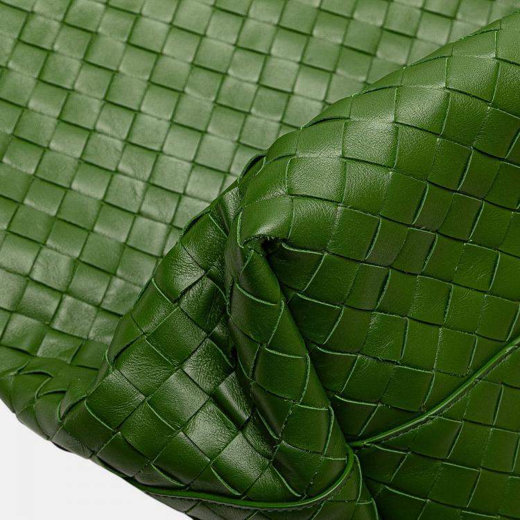 Pre Owned Bottega Veneta Green Nappa Intrecciato Tote