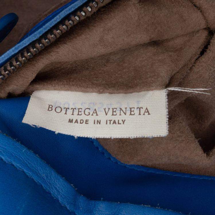 Pre Owned Bottega Veneta Blue Small Nappa Intrecciato Roma Satchel