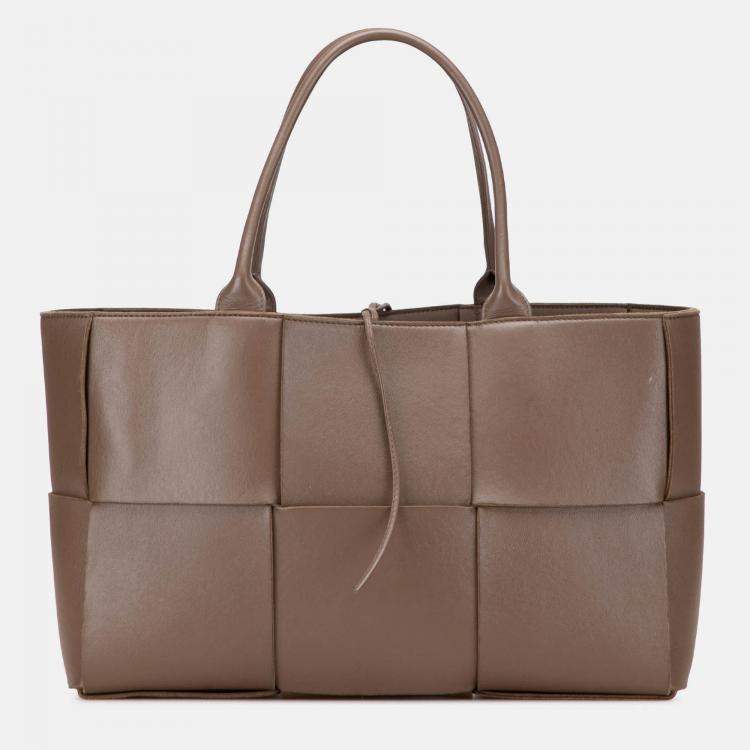 Pre Owned Bottega Veneta Brown Medium Nappa Maxi Intrecciato Arco Tote