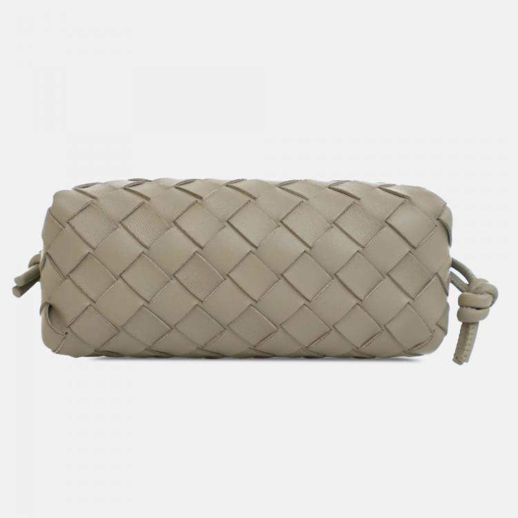 Pre Owned Bottega Veneta Green Mini Lambskin Intrecciato Loop Camera Bag