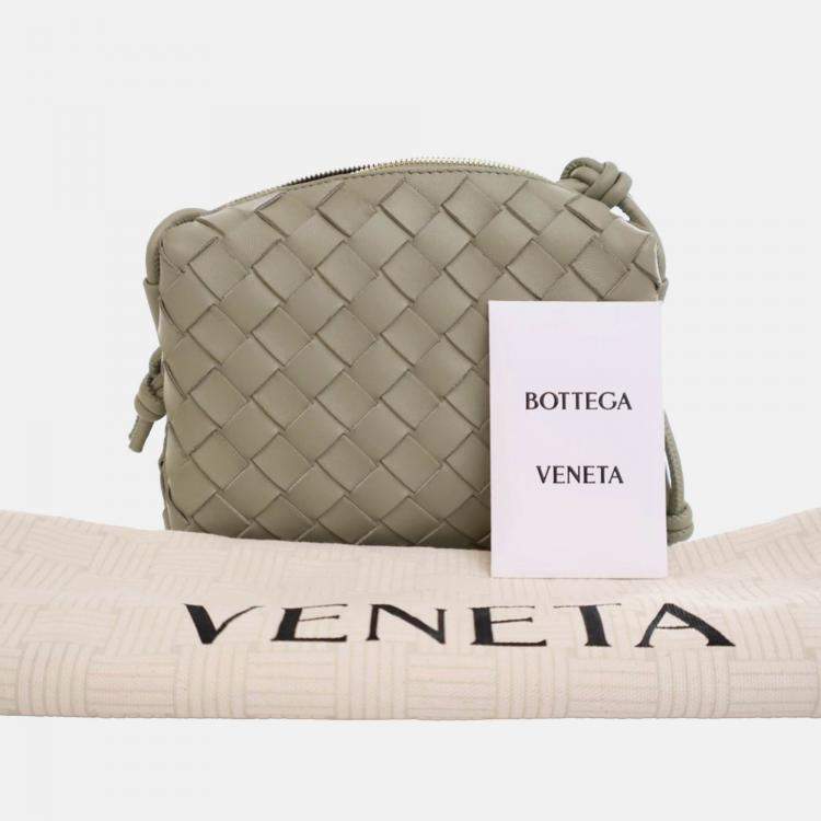 Pre Owned Bottega Veneta Green Mini Lambskin Intrecciato Loop Camera Bag