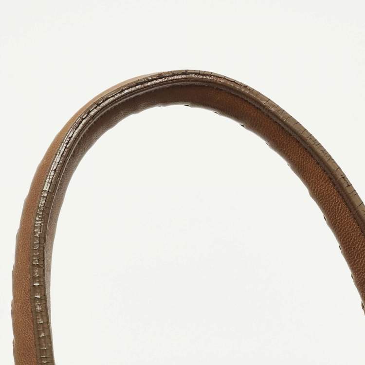 Pre Owned Bottega Veneta Brown Intrecciato Leather Flap Bowler Bag
