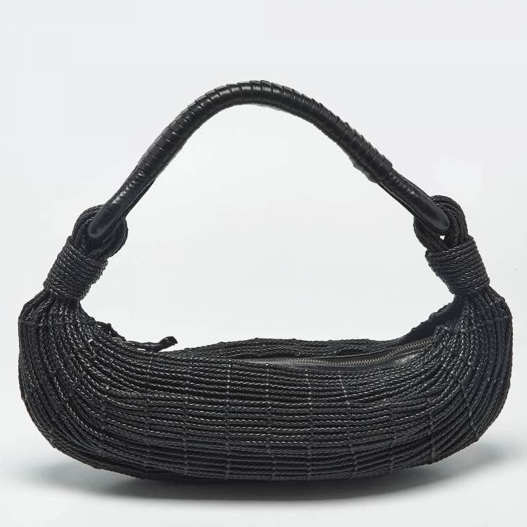 Pre Owned Bottega Veneta Black Braided Leather Limited Edition 039/150 Shoulder Bag