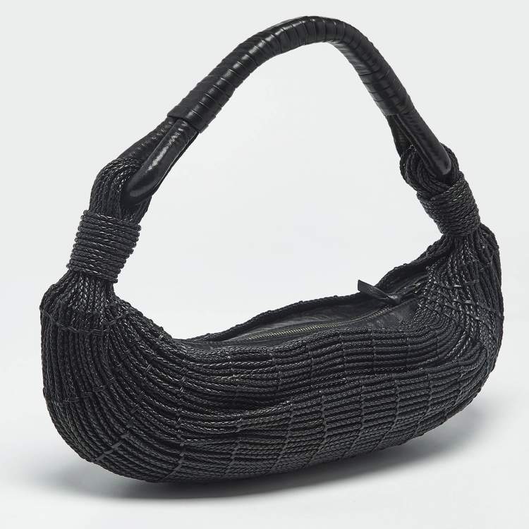 Pre Owned Bottega Veneta Black Braided Leather Limited Edition 039/150 Shoulder Bag