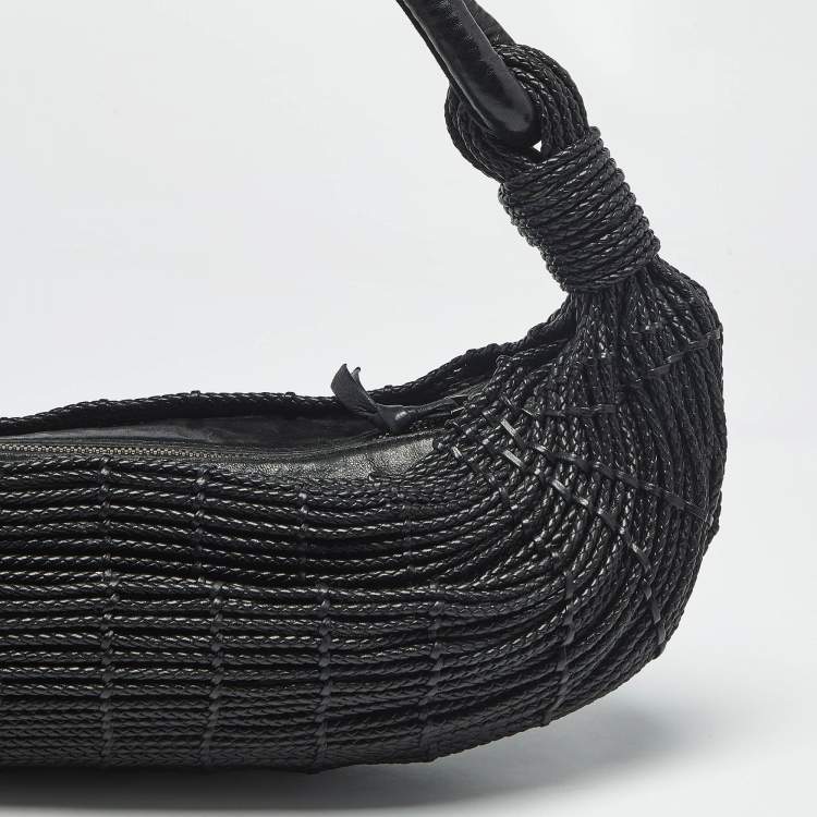 Pre Owned Bottega Veneta Black Braided Leather Limited Edition 039/150 Shoulder Bag