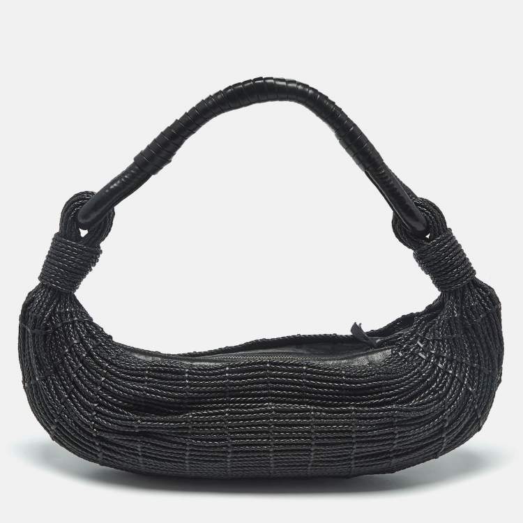 Pre Owned Bottega Veneta Black Braided Leather Limited Edition 039/150 Shoulder Bag